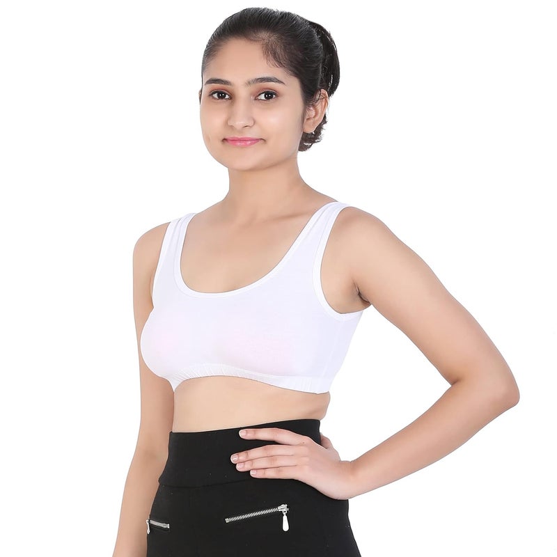 Mysha Sports Bra for Women & Girls - Cotton Non-Padded Full Coverage Training Bra (Pack of 3) - Image 3